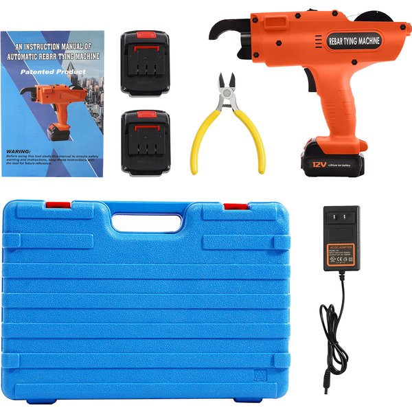 Machine à lier les barres d'armature sans fil, 0,8 s/nœud, batterie 12V 4500mAh, 1500 nœuds, coupe-fil automatique pour chantier, plage de liaison 8-34 mm