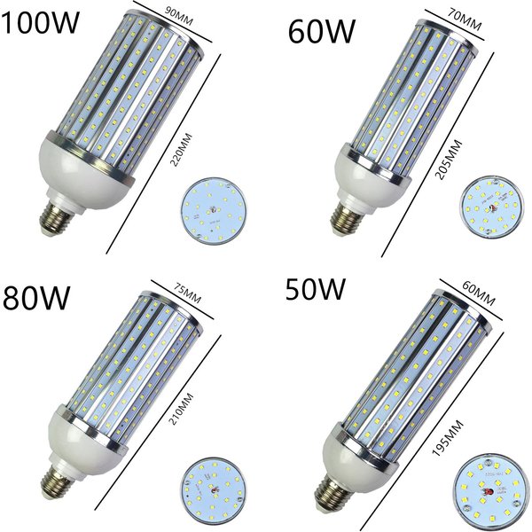 Ampoule LED à coque en aluminium, réverbère, lumière de maïs, blanc chaud naturel, 250W, 200W, 100W, 80W, 60W, 50W, 40W, 30W25W, 220V, E26, E39, E40