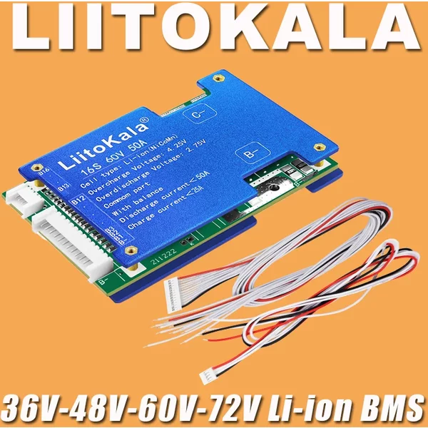 LIitoKala 72V/60V/48V/36V 20A/30A/50A 18650/21700 Li-Ionen-Lithium-Batteriepack BMS PCB-Platine PCM-Balance Integrierter Schaltkreis