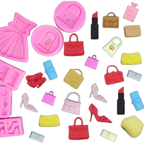 Types d'accessoires pour femmes, sac à talons hauts, moule en Silicone pour Fondant, décoration de gâteau au chocolat, moule de cuisson, bricolage de colle dégoulinante de plâtre