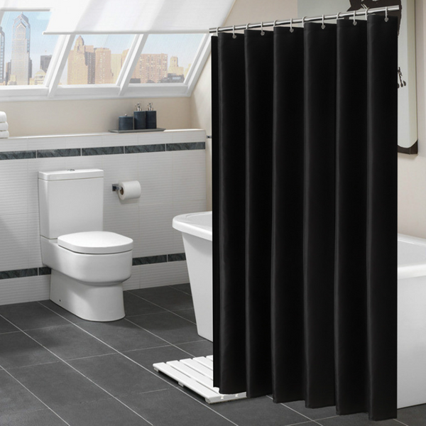 Rideaux de douche noirs modernes, tissu imperméable, couleur unie, pour salle de bain, baignoire, grande couverture de bain large avec crochet
