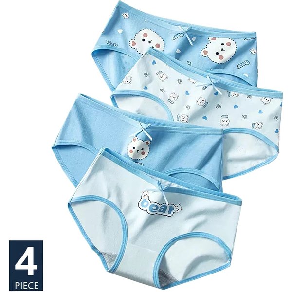4Pcs/Set Cotton Women Panties Print Ladies Underwear Soft Cute Bow Girls Briefs Panty Breathable Low Waist Female Lingerie