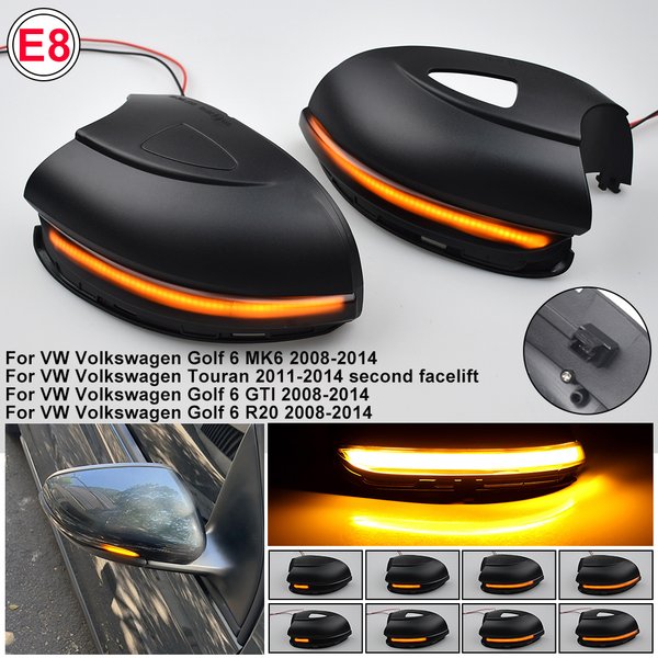 2 pièces pour Volkswagen VW Golf 6 MK6 GTI R32 08-14 2 pièces voiture dynamique clignotant LED rétroviseur clignotant indicateur