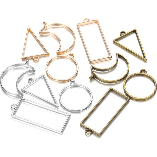 11Pcs Geometric Figure Charm Hollow Glue Blank Pendant Tray Bezel Charms DIY Bracelet Necklace Handmade Bezel Mold