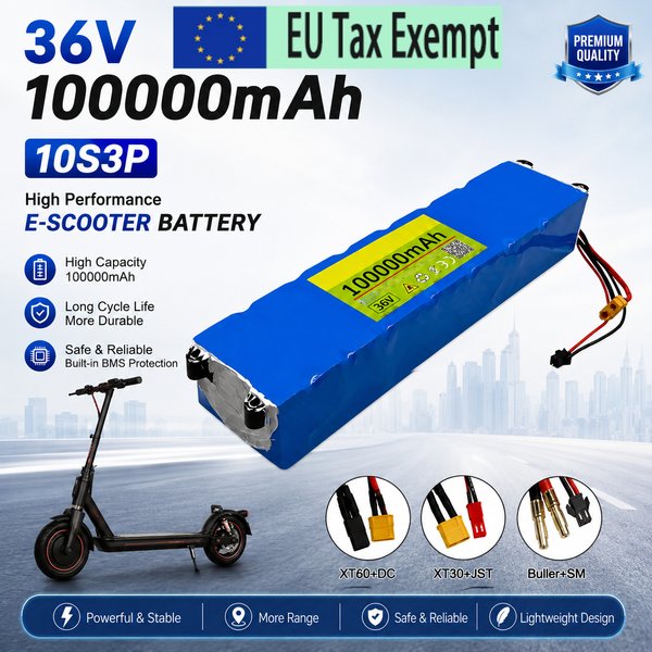 10S3P 36V 100000mAh Elektroroller-Akku für M365 und At60Hz, 30 Stück 18650-Zellen mit intelligentem BMS