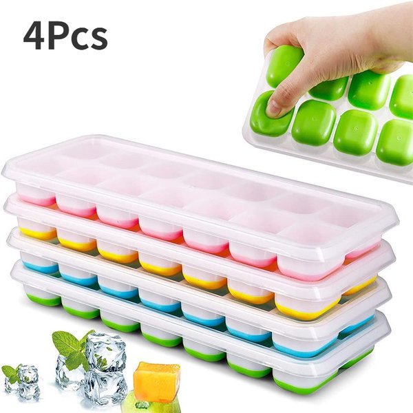 Plateaux à glaçons en silicone réutilisables, moule de vigne à glace, machine à glaçons aux fruits avec perfecveds, ustensiles de cuisine, congélateur, moule d'été, 14 grilles