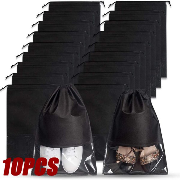 Sacs à chaussures de voyage portables, sac à chaussures avec ficelle de proximité, tissu non tissé, sacs de rangement pour chaussures, vêtements anti-poussière, évaluation de chaussures, 5 pièces, 10