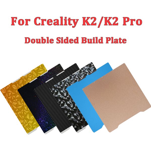 Für Creality K2/K2 Pro: doppelseitige Heizplatte, PEI-, PEO-, PET- oder PEY-Beschichtung, Heizbett aus Federstahl für K2/K2 Pro 3D-Drucker.