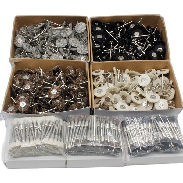 Roue de brosses abrasives, 144 pièces, 100 pièces, 19mm 22mm 25mm, vadrouille de polissage de bijoux pour perceuse Dremel, meulage, tige 2.35MM