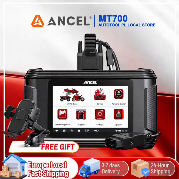 ANCEL MT700 OBD2 Motorrad-Diagnosegerät 35+ Reset-Funktionen Vollsystem-Scanner Öl-Reset ABS-Entlüftung ECU-Codierung Aktiver Test für Motorräder