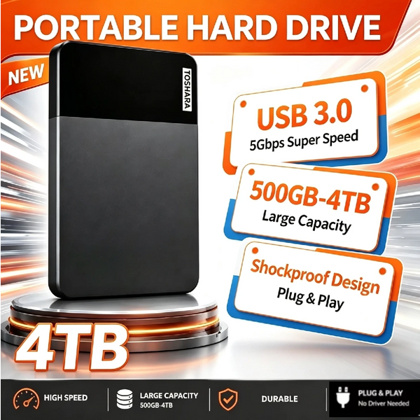 Disque dur externe portable chiffré USB 3.0, modèle original, capacité de 500 Go à 4 To, idéal pour la sauvegarde de fichiers de bureau, pour ordinateur de bureau, ordinateur portable et PC.