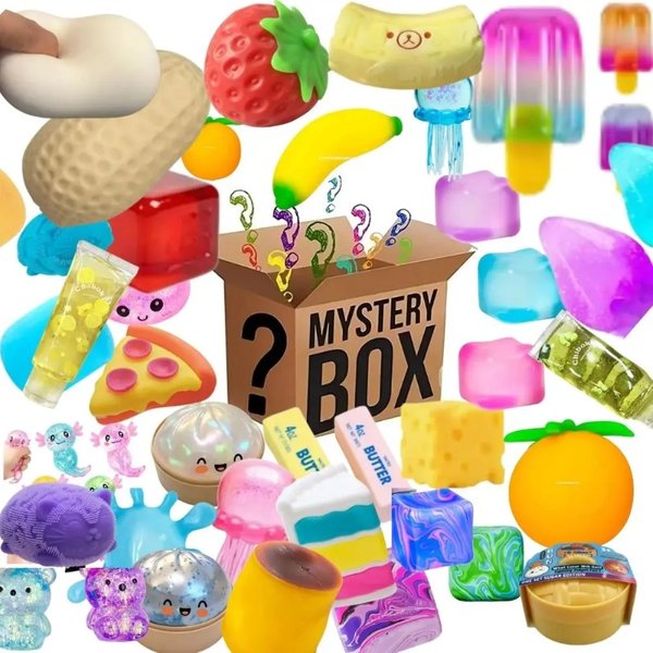 &100+Pcs Surprise Box Toys Novelty Stress Relief Assorted Squishy Figures Blind Box Fun Mystery Fidget Stress Relief Surprise