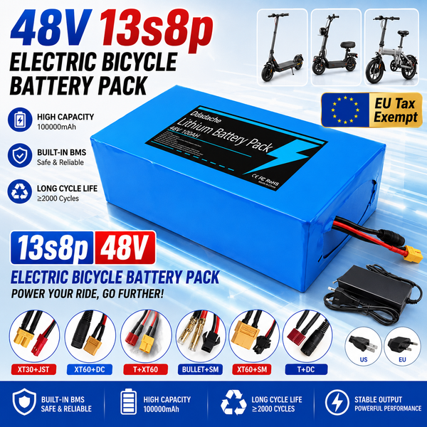 Akumulator 48V 13S8P 100Ah 18650, wysokowydajny pakiet akumulatorów litowo-jonowych z BMS do motocykla, skutera, roweru.