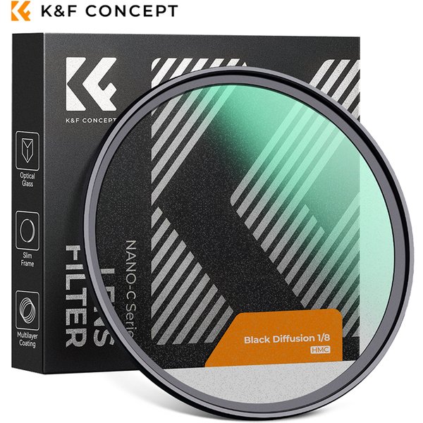 K&F Concept 1/2 1/4 1/8 Black Mist Diffusion Camera Lens Filter 49mm 52mm 58mm 62mm 67mm 72mm 77mm 82mm With Cleaning Cloth