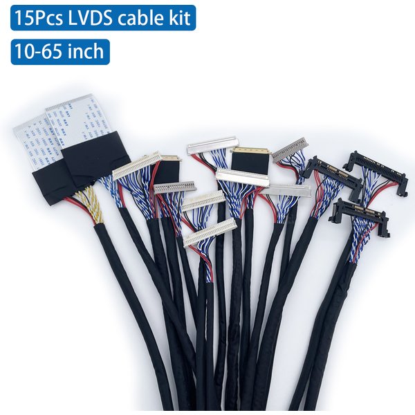 15pcs LVDS cable kit for10-65inch screen 20pin 30pin 40pin 51pin 6bit 8bit Commonly used screen cable for TV repair modification