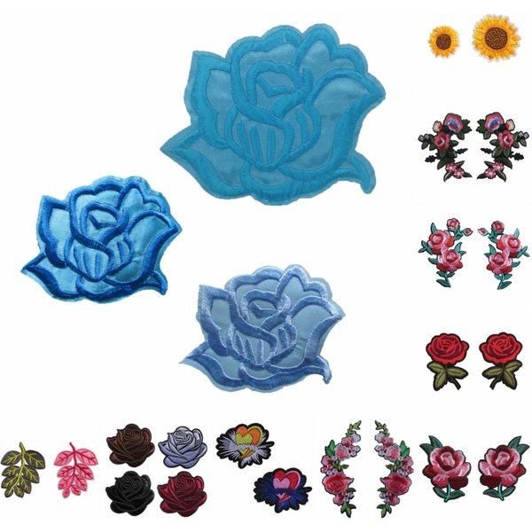 Hot melt adhesive embroidery plant flower pattern fabric Patch patch sewing Repair a hole decorative clothing patch