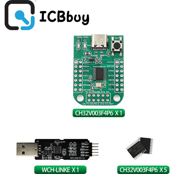 CH32V003 EVT Development Board CH32V003F4P6 MCU QingKe RISC-V2A 1-wire SDI System Main Frequency 48MHz WCH