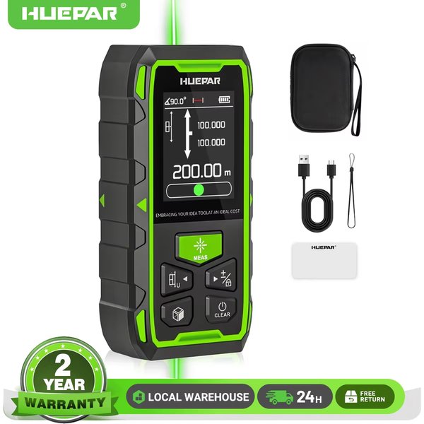 Huepr Dual Green Laser-Entfernungsmesser 60 m/120 m/100 m/200 m hochpräzises Laser-Entfernungsmessgerät mit LCD-Display, Messwerkzeug für Heimwerker