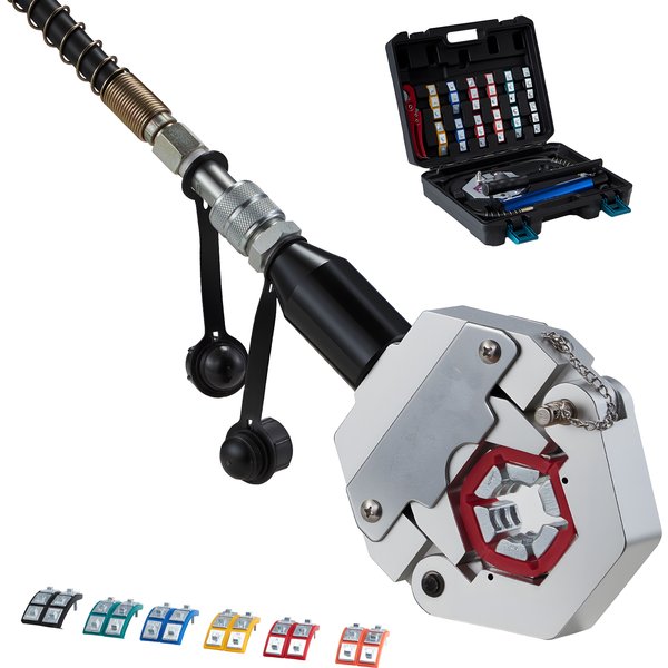 SucceBuy Hydraulische Schlauchpresse mit 7 Aufsätzen und Koffer für Kfz- und Klimaanlagenreparaturen (teilbar mit manueller Pumpe)