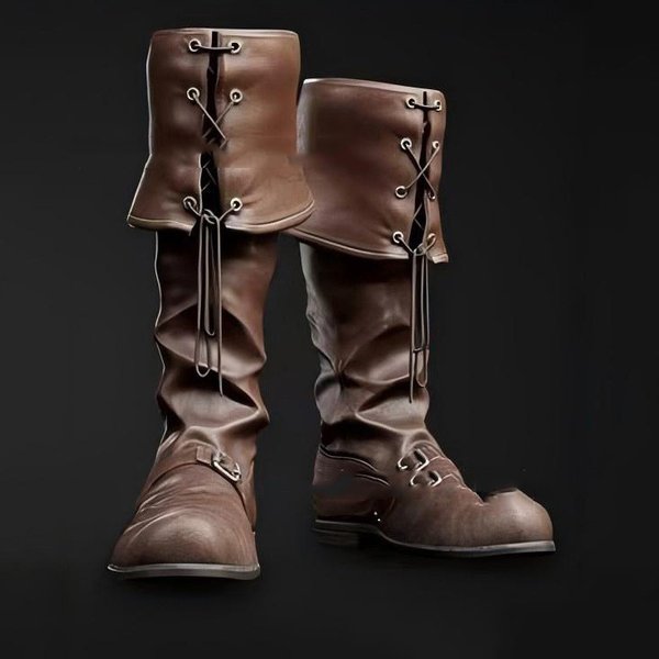 Men Faux Leather Pirate Knee High Boots Fold Over Cuff Lace Up Footwear Renaissance Medieval Cosplay Party Costume Shoes 2026