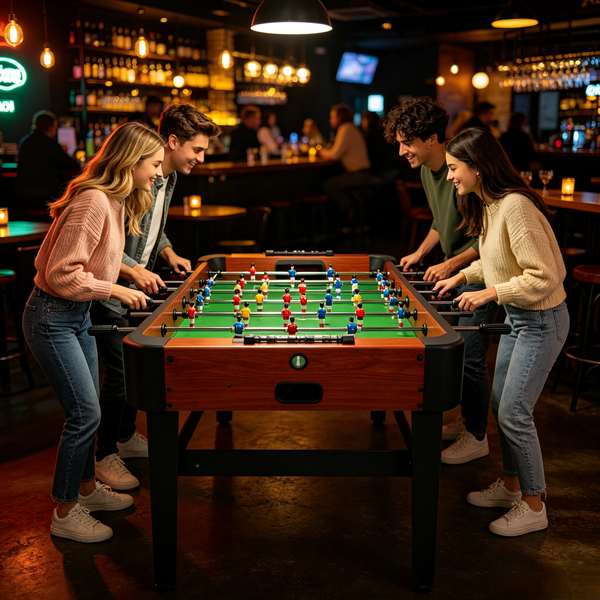 Tischfußball-Tischspiel, Rutschfester Tischfußball-Tisch mit 8 Stöcken, Eckenschutz und Punktezähler, 47,2*24*31,8 Zoll, für Zuhause und Spielzimmer