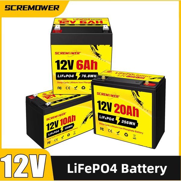 12V LiFePO4-Batterie 6Ah 10Ah 12Ah 20Ah 4000+ Zyklen wiederaufladbare Batterien Lithiumbatterie Eingebautes BMS für USV-Fischfinder