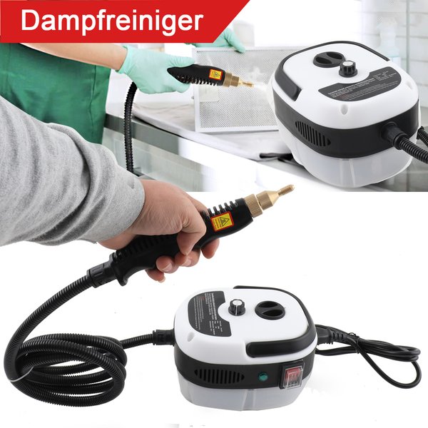 Handdampfreiniger 2500W mit 2,2m Dampfschlauch und 1,5m Netzkabel, 6-Gang-Regulierung, 1000ml Tank für 1 Stunde Betrieb, 105 ° C Hochdruckdampf für chemiefreie Reinigung