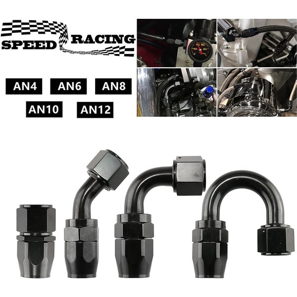 1 Stück AN4/6/810/12 gerade 0 ° /45 ° /90 ° /180 ° Grad Aluminium Drehschlauchende Fitting Adapter Öl Kraftstoffleitung NPT STECKER Schwarz