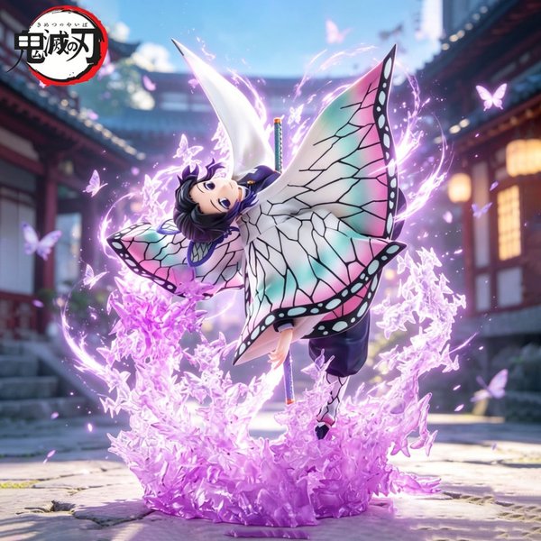 20cm Anime Demon Slayer Figur Kochou Shinobu Actionfiguren PVC-Statue Desktop-Ornament Sammlermodell Spielzeug Geschenke