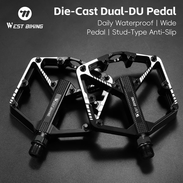 Pédale de vélo WEST BIKING DU avec roulement, large, antidérapante, légère, en alliage d'aluminium, pour VTT et vélo de route, pièces de vélo