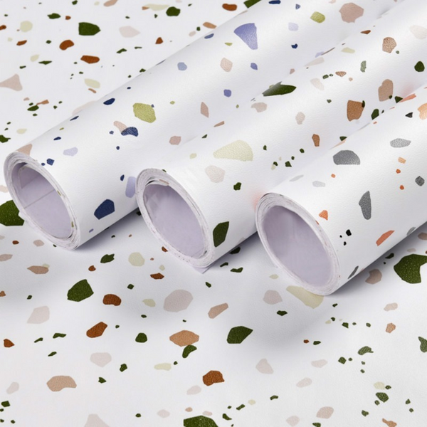 Papier peint autocollant imperméable en terrazzo, papier de contact, vinyle, décor de chambre d'enfant, salon, armoire de cuisine, document solide