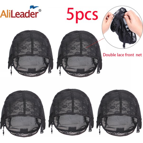 Vente chaude 5 pièces nouveau bonnet de Perruque en maille résille bonnets de Perruque en dentelle extensible pour la fabrication de perruques avec bretelles réglables Bonnet Perruque