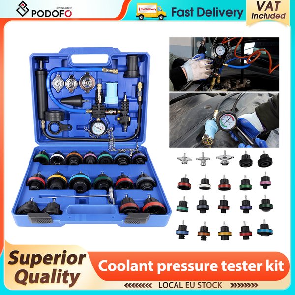Podofo Wassertank-Druckprüfungs- und Lecksuchwerkzeug-Set 28-teilig Kühlmittel-Drucktester-Kit Auto-Kühlsystem-Lecktest