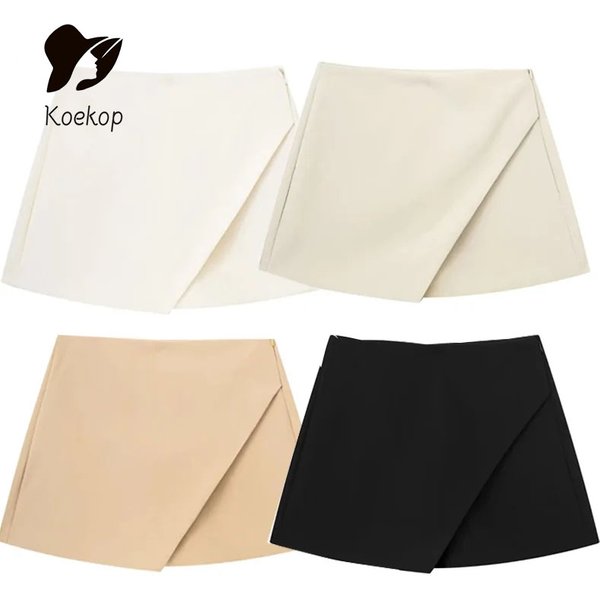 Koekop-Jupe-short asymétrique pour femme, tenue décontractée, taille haute, couleur blanche et noire, été 2024