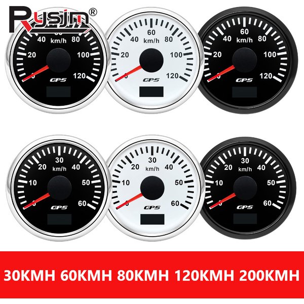 30/60/80/120/200 km/h 52 mm digitales GPS-Tachometer mit Antenne, Boot, Auto, Geschwindigkeitsmesser, 7-Farben-Hintergrundbeleuchtung, 12 V, 24 V