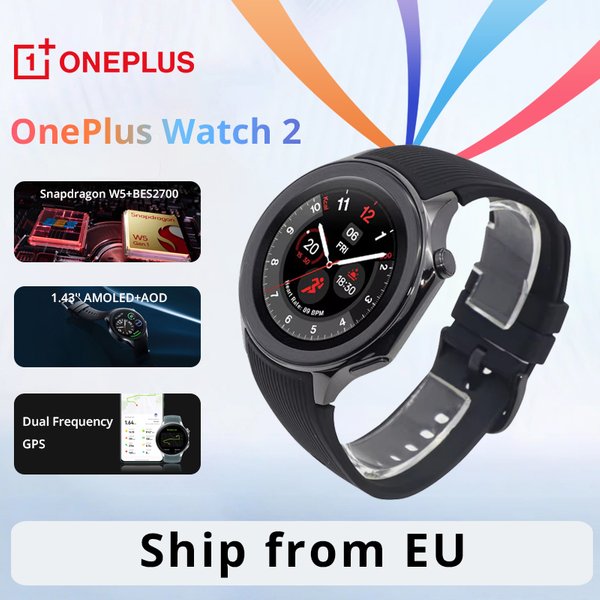 Oneplus Watch 2 Smartwatch 1,43'' Amoled-Bildschirm 500mAh Akku 100+ Sportmodi 2GB+32GB WLAN GPS IP68 Google Pay
