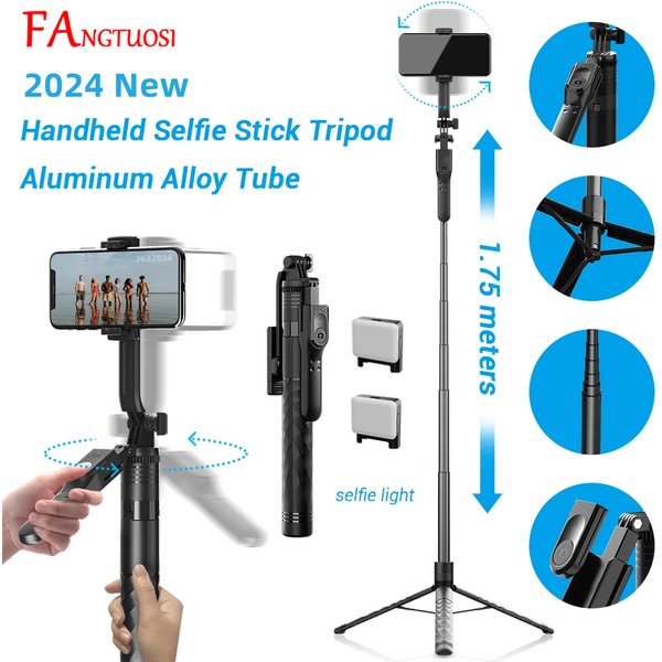 FANGTUOSI 1750mm Wireless Selfie Stick Tripod Stand Foldable Monopod With Led Light For Smartphones Balance Steady Shooting Live