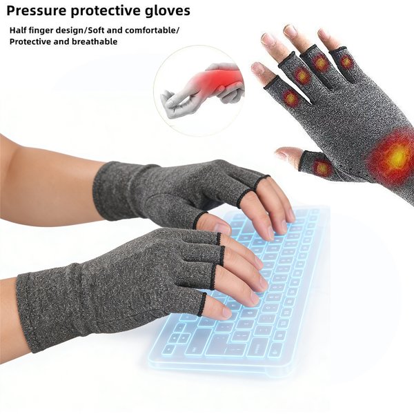 Relieve Hand Discomfort with 1pair Fingerless Compression Gloves