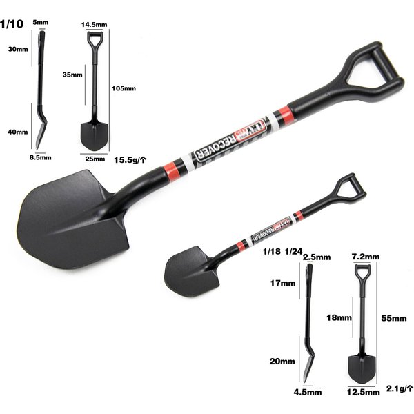 Exquisite Charcoal Black metal shovel for 1/10 1/18 1/24 RC Crawler Car SCX24 AX24 TRX4M FCX24 E