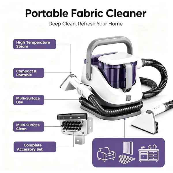 Nettoyeur vapeur Mihtrov, machine de nettoyage de tissus à sec et à humide, étanche IPX4, réservoir d'eau propre de 1,4 L et réservoir d'eaux usées de 1,2 L, chauffage rapide en 20 à 40 secondes,