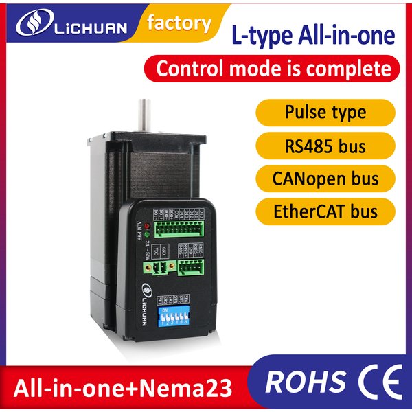 Lichuan Integrierter Schrittmotor Nema23 1Nm 2.3Nm 3Nm DC24-50V 4A Ethercat/Pulse/Modbus RS485/CANopen Steuerung Optional CNC