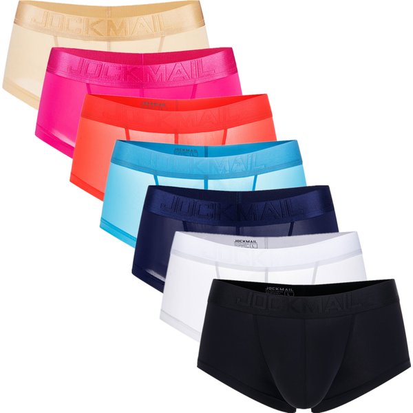 7 pièces/lot JOCKMAIL marque sous-vêtements pour hommes Sexy Semi-transparent glace soie Boxer slips microfibre respirant soin u-bump hommes Shorts