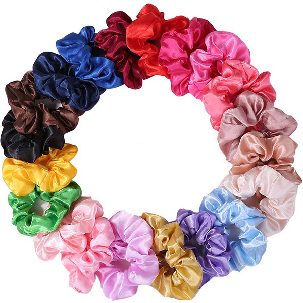 6pcs/lot Hair Scrunchies Bands Scrunchy Ties Ropes Ponytail Holder for Women or Girls Accessories Satin Headwear Solid Color Set