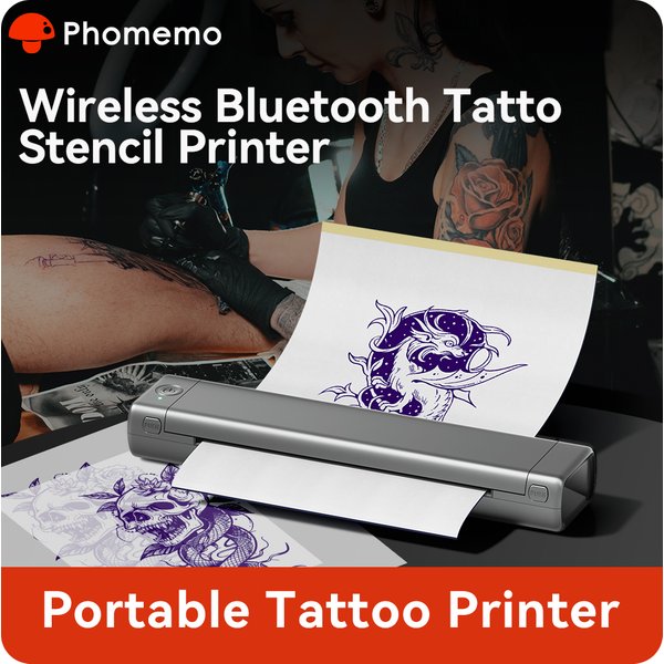 Imprimante de pochoirs de tatouage Phomemo M08F, imprimante de tatouage thermique Bluetooth, fournitures de tatouage pour artistes tatoueurs et débutants