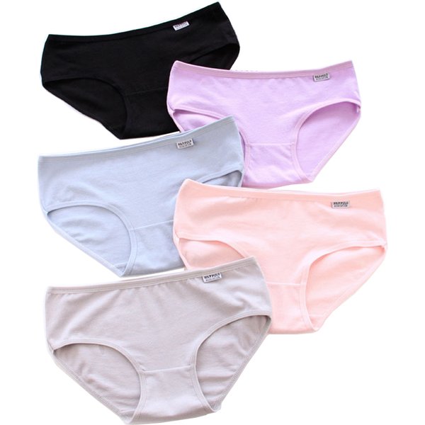 5 pièces fille 100% sous-vêtements en coton couleur unie Lingerie Sexy femmes culottes sous-vêtements M String Simple femmes sous-vêtements fille slips