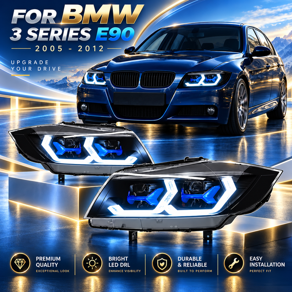 TYPY LED-Scheinwerfereinheit für BMW 3er E90 2005-2012, Frontscheinwerfer mit dynamischem Blinker, Upgrade, modifizierter Ersatz, Autozubehör