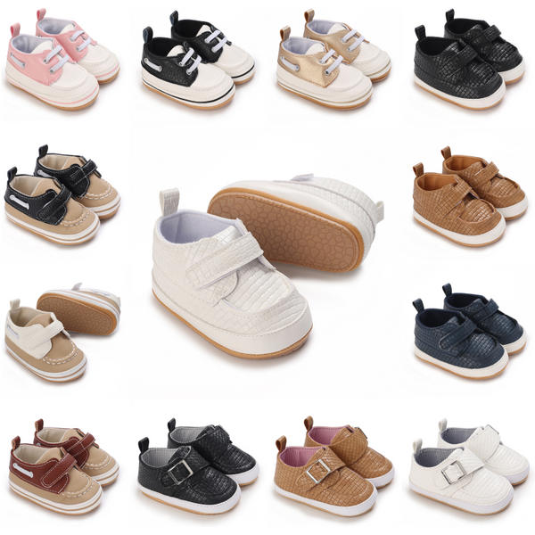 Newborn Baptist Shoes Baby Boy Shoes Classic Leather Rubber Sole Anti-slip Toddler First Walkers Infant Girl Shoes Moccasins