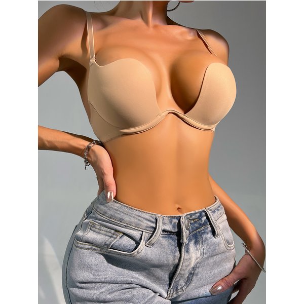 Ladies Sexy Push Up Bra Cross Back Deep U Shape Ladies Evening Dress Backless Bra