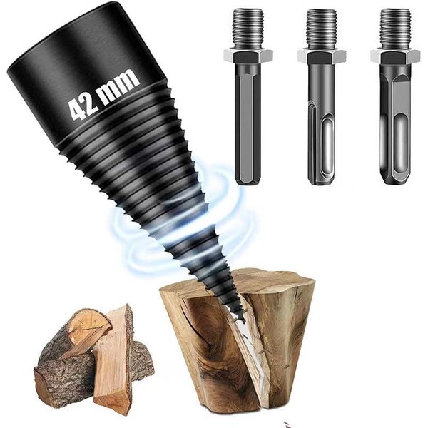 Perceuse à bois de 42mm, marteau perforateur, séparateur de bois de chauffage, foret à tige carrée/ronde/hexagonale, outil de perçage fendu pour le bois