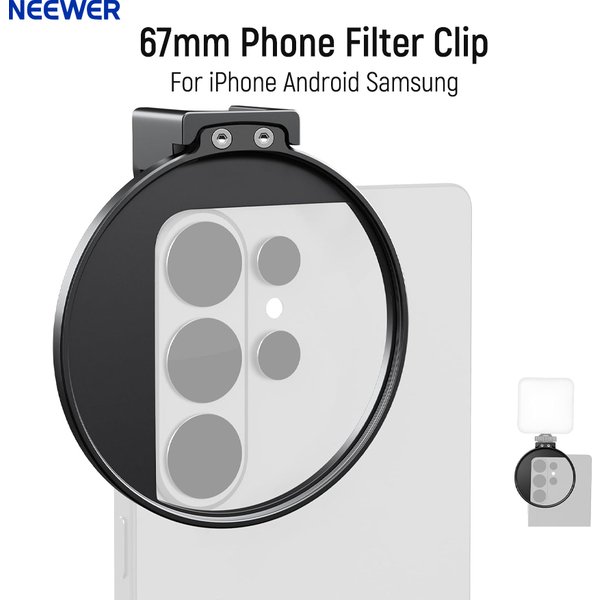 NEEWER Clip de filtre pour téléphone 67 mm, filtre d'objectif à monture griffe froide pour iPhone 17/16 Pro/Pro Max, Android, Samsung S26 Ultra
